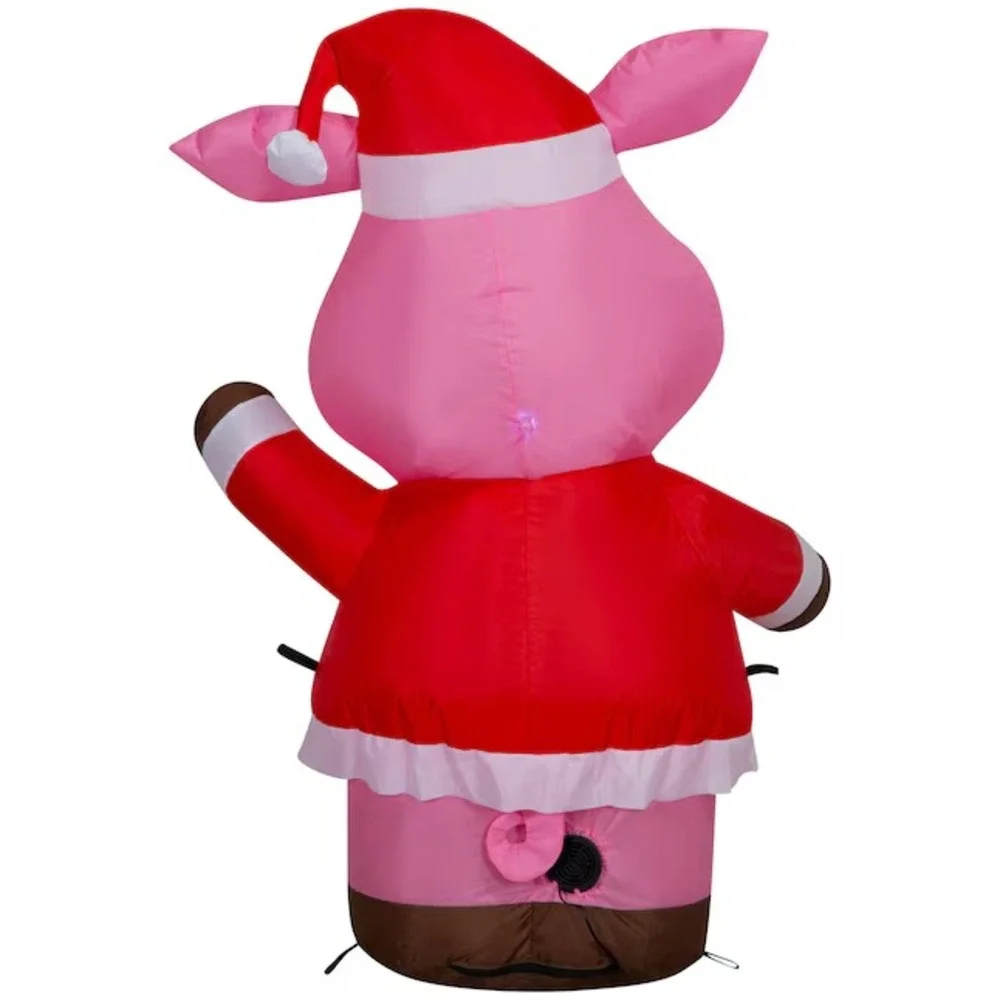 3.5 FT Super Cute Pink Pig Santa Suit LED Christmas‎ Inflatable Yard Decoration